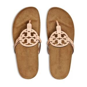 Tory Burch Miller Cloud Calf Leather Sandal Bright Peach, Beachy Boho | 7 GUC